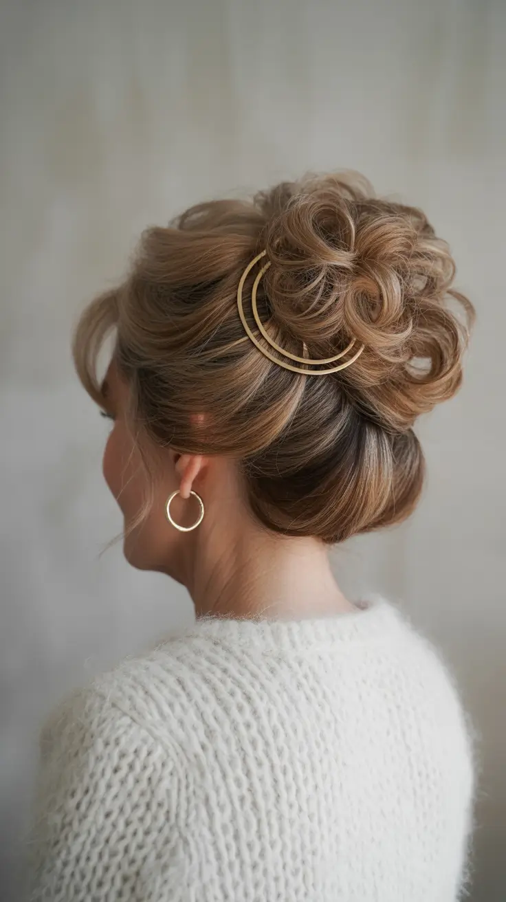 Fall hairstyles for women over 60+Golden Swirls and Knitted Whimsy