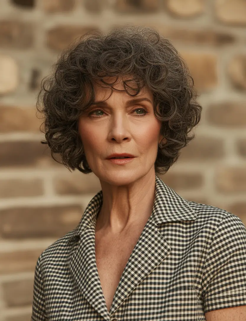 Fall hairstyles for women over 60+Natural Curls with Timeless Volume
