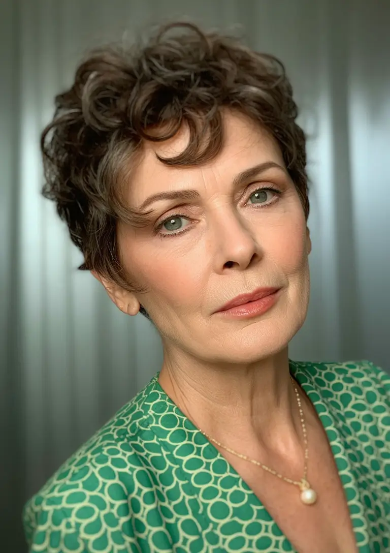 Fall hairstyles for women over 60 Modern Elegance with a Curly Crop