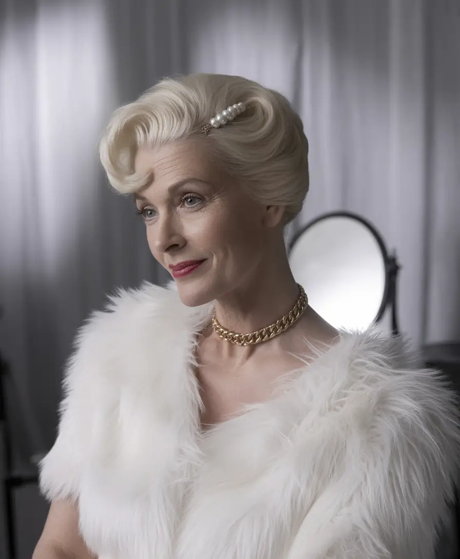 Fall hairstyles for women over 60 Old Hollywood Revival with a Pearled Twist