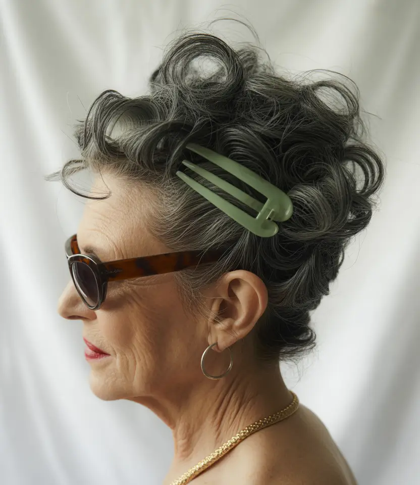 Fall hairstyles for women over 60 Silver Pin Curl Revival with Edge