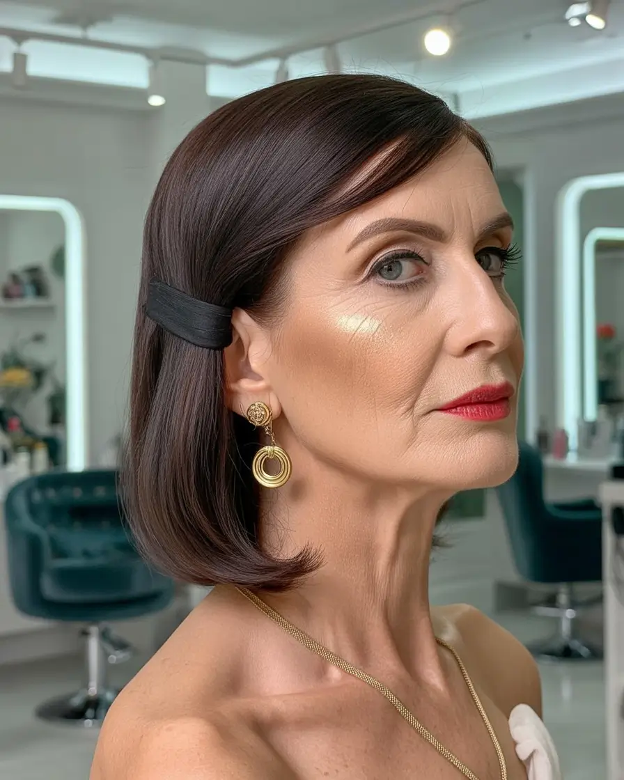 Fall hairstyles for women over 60+Chic Graphic Bob with Sleek Confidence