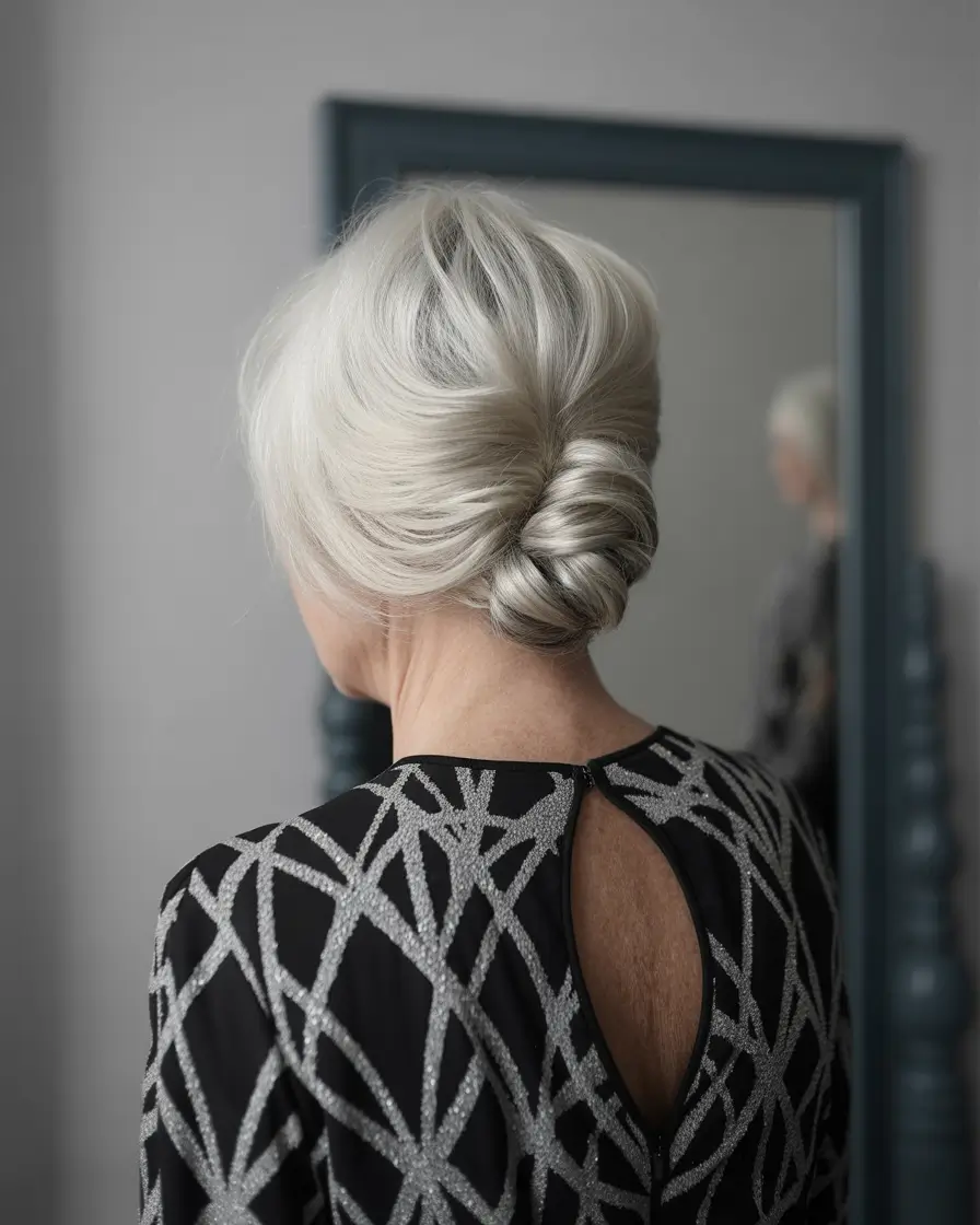 Fall hairstyles for women over 60+Elegant Twist with Soft Shine