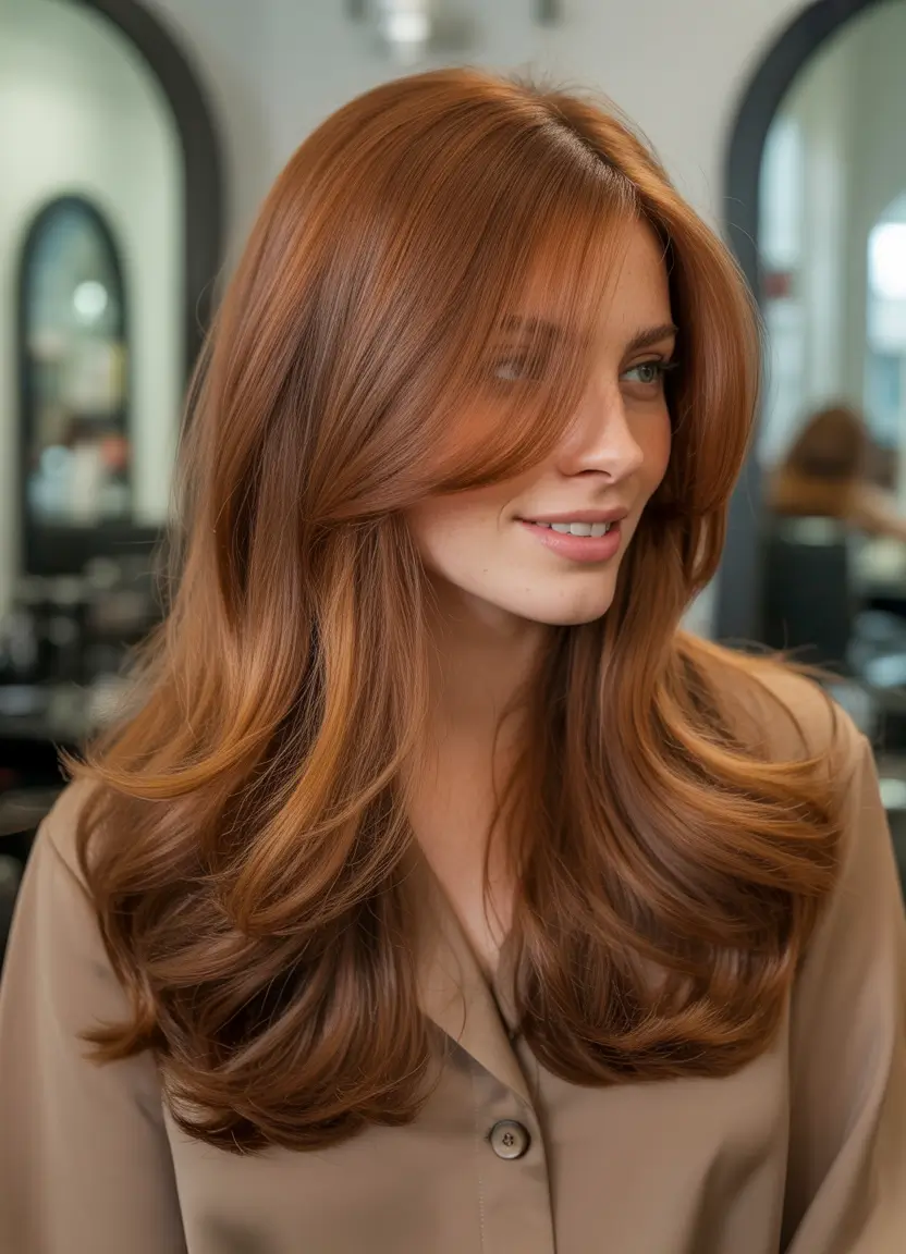 Auburn fall hair color 2025 Golden Auburn with Subtle Layers