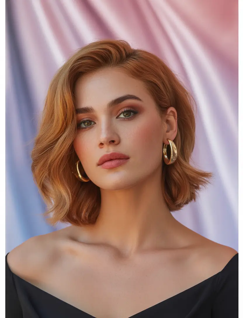 Auburn fall hair color 2025 Soft Auburn Bob with Waves