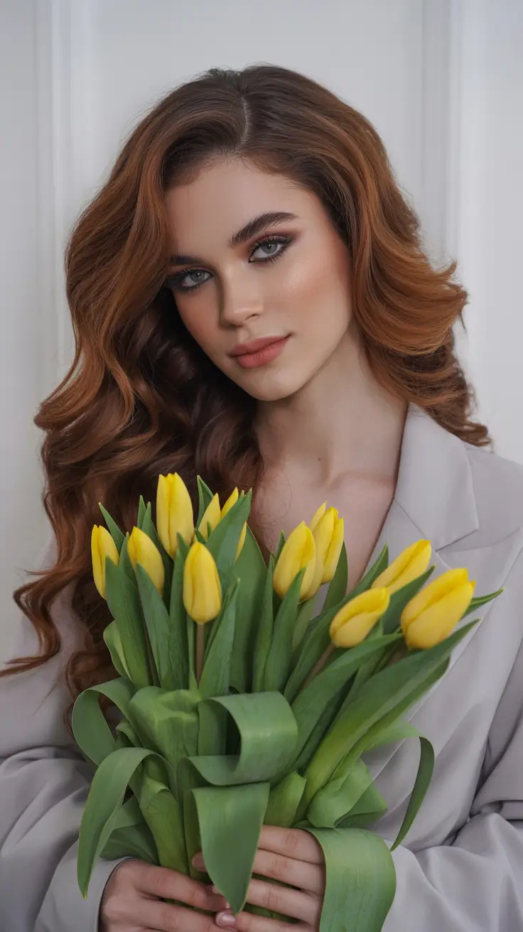 Auburn fall hair color 2025 Romantic Auburn Hollywood Waves
