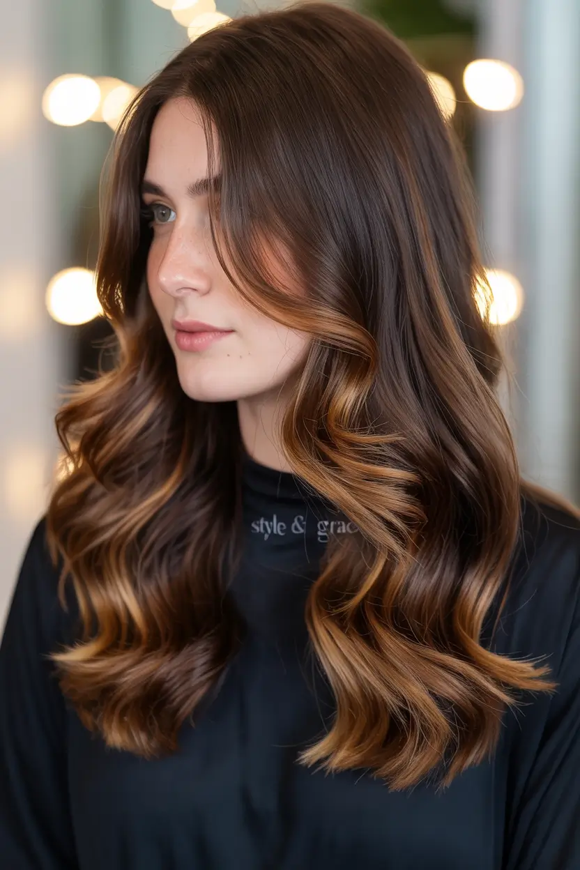 Autumn Haircut Inspiration 2025 Caramel Brunette Waves