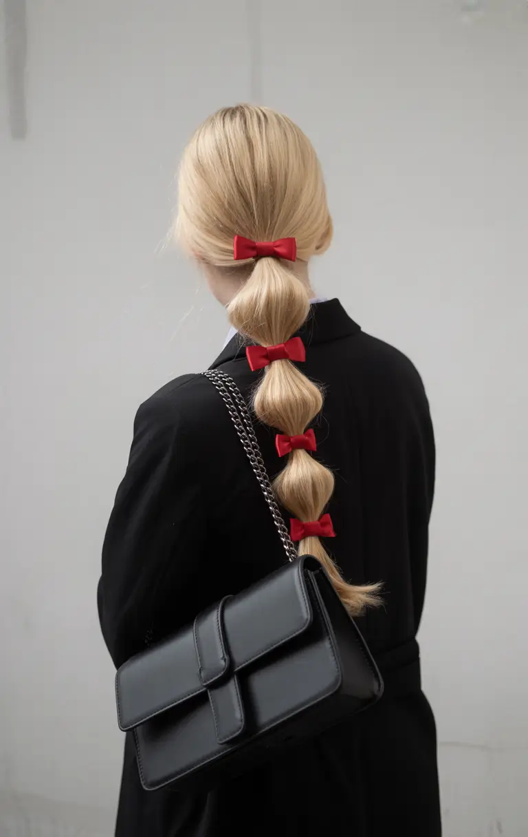 cute fall hairstyles The Bubble Ponytail with a Bold Twist