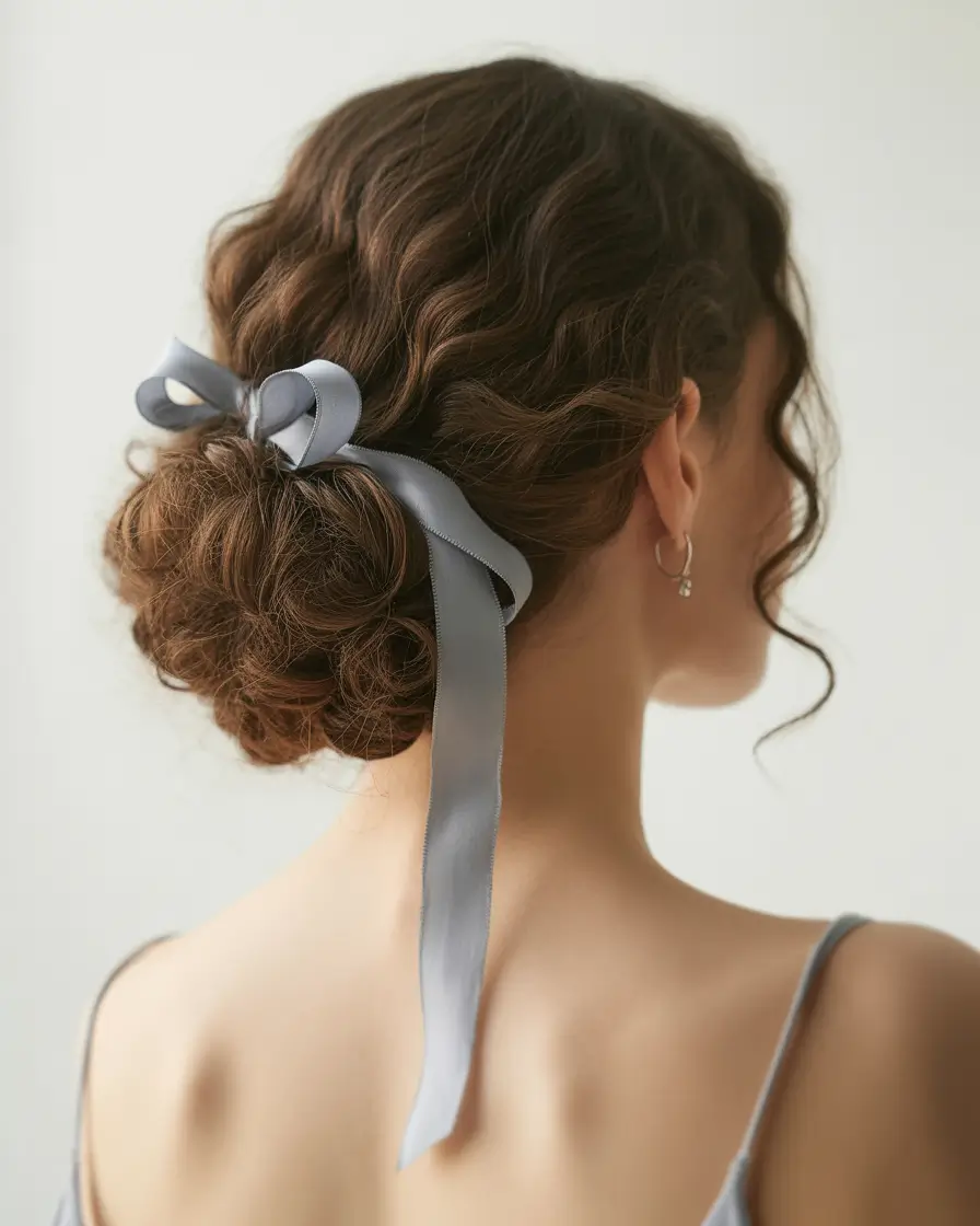 cute fall hairstyles Romantic Ribbon Bun
