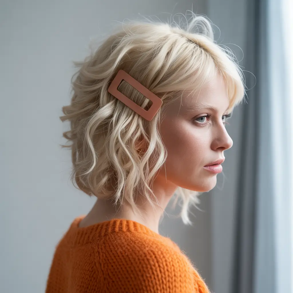 cute fall hairstyles Messy Lob with a Chunky Clip