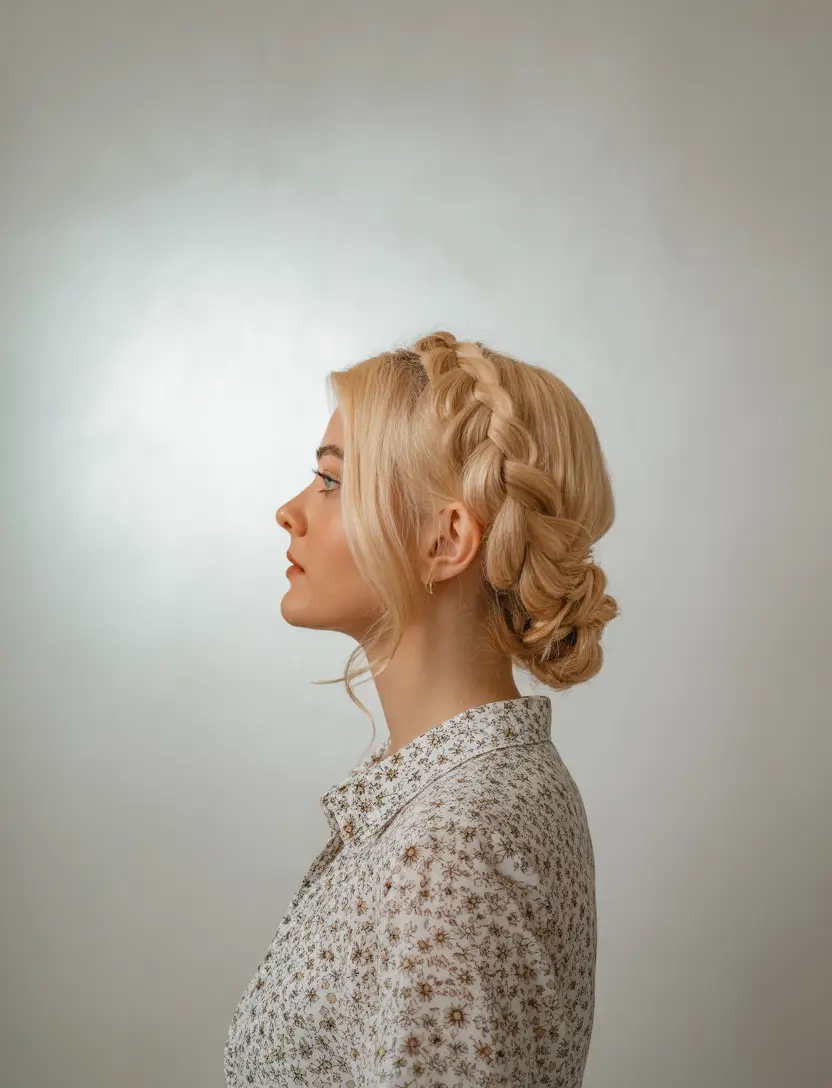 cute fall hairstyles Side Crown Braid with Loose Face Pieces