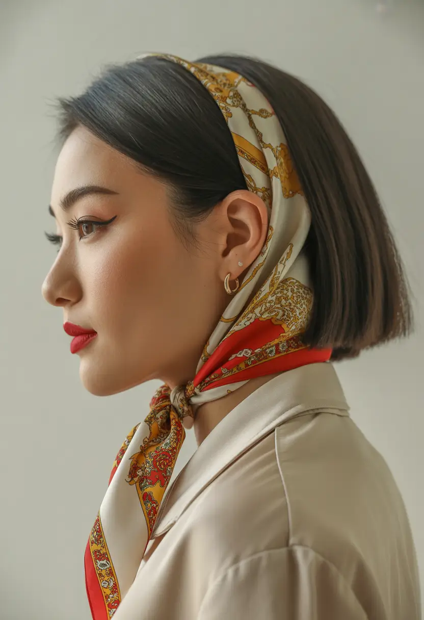 cute fall hairstyles The Silk Scarf Elegance