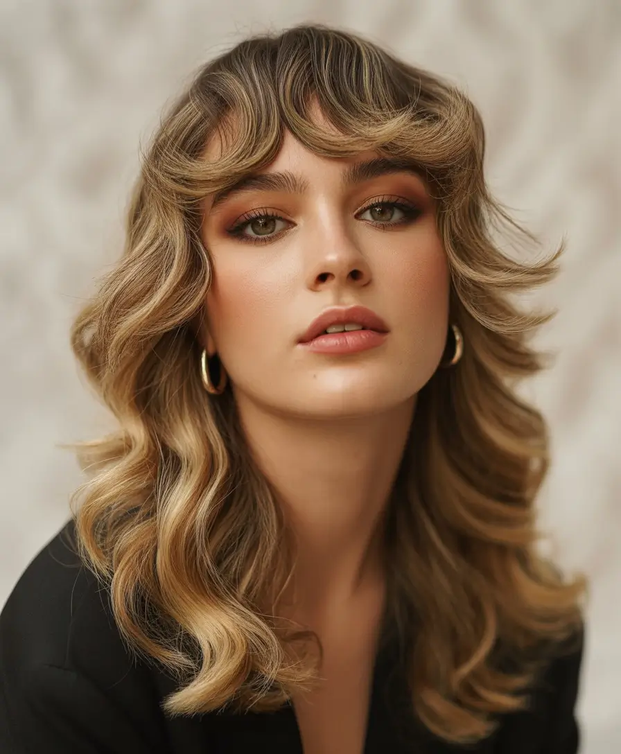 Fall Hair Colors for Warm Skin ’70s Feathered Layers with Rooty Blonde