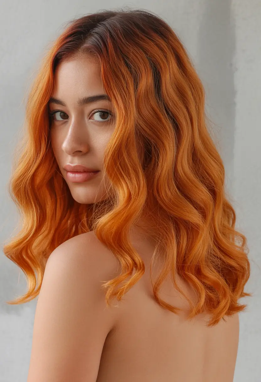 Fall Hair Colors for Warm Skin Spiced Tangerine Waves