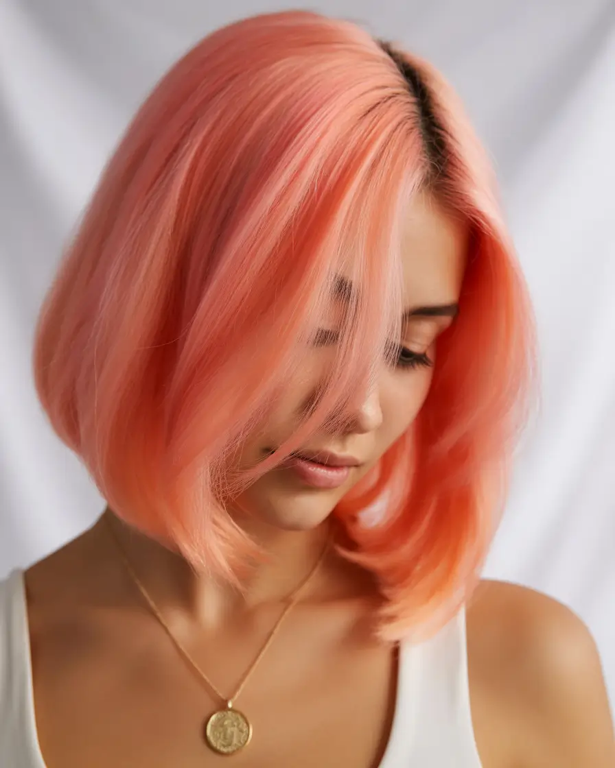 Fall Hair Colors for Warm Skin Peach Sorbet Lob