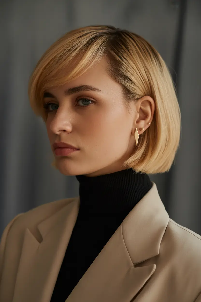 Fall Hair Colors for Warm Skin Modern Bob with Dimensional Butter Blonde
