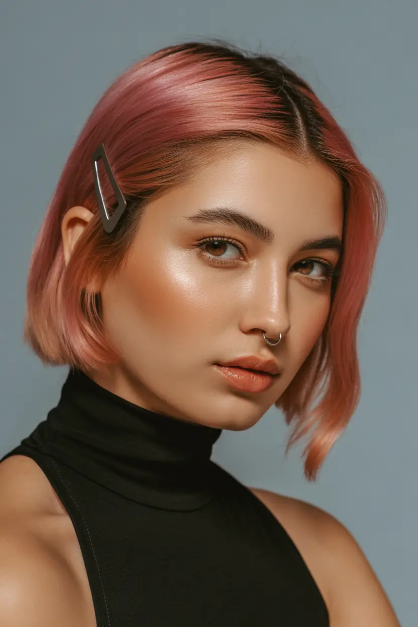 Fall Hair Colors for Warm Skin Rosé Gold Chic on a Blunt Crop