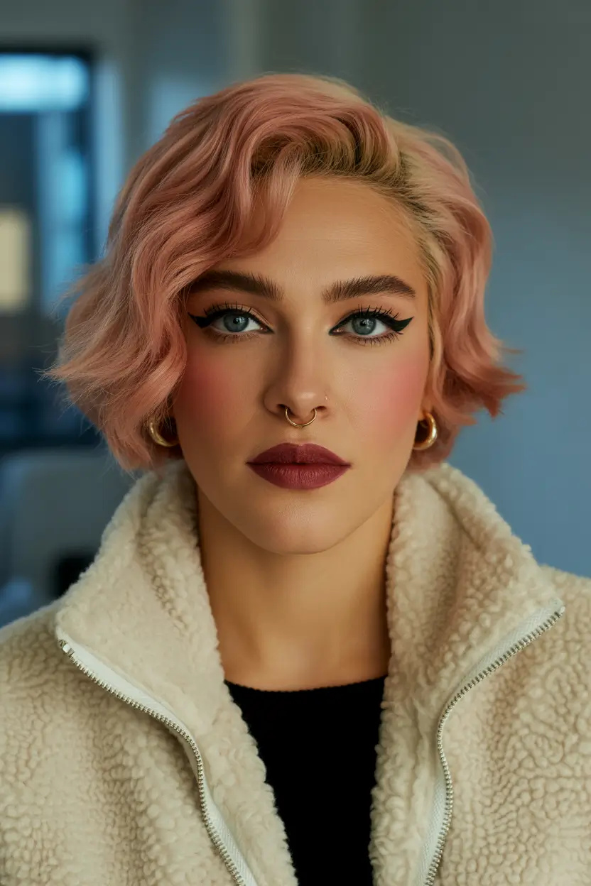 Fall Hair Colors for Warm Skin Muted Rose with Vintage Texture