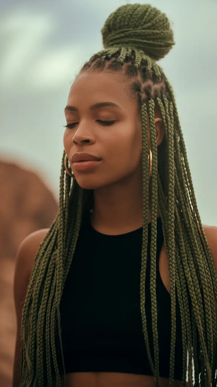 Fall hairstyle black women Olive Crown Braids