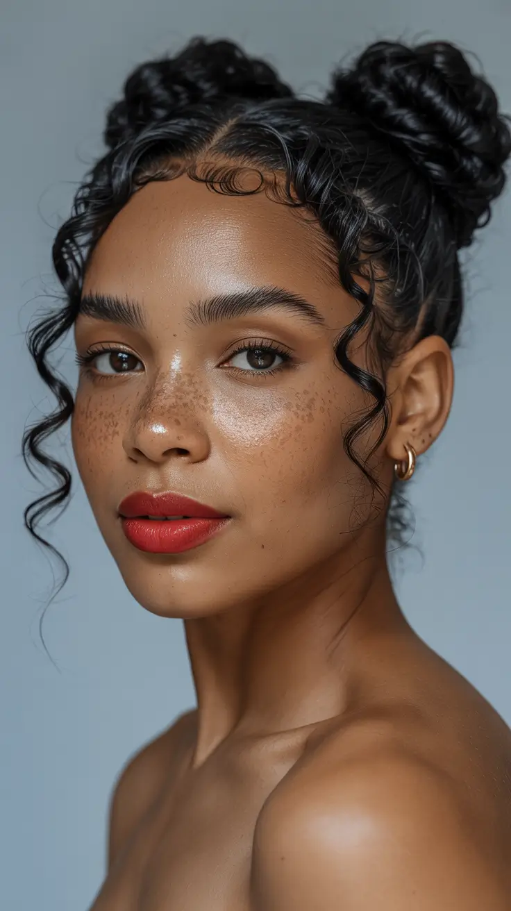 Fall hairstyle black women Romantic Double Buns