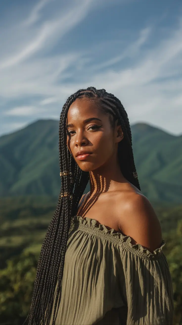 Fall hairstyle black women Timeless Braided Elegance