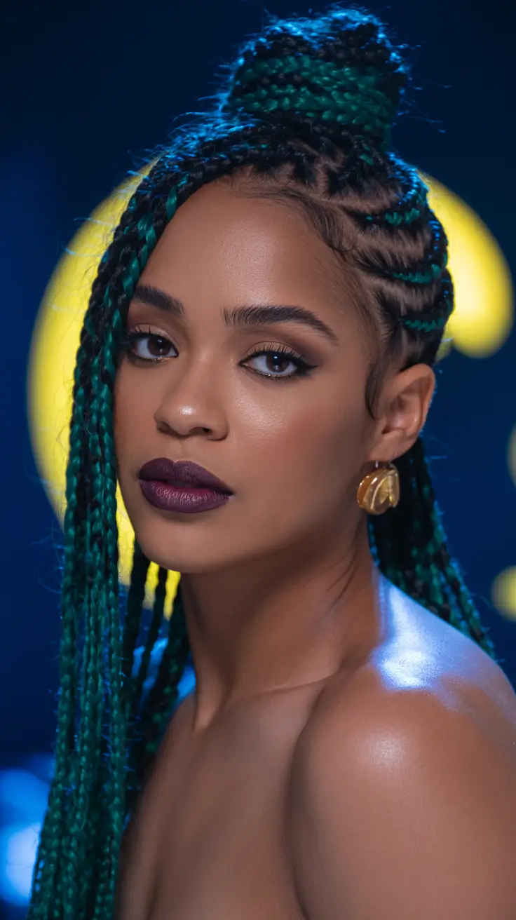 Fall hairstyle black women 2025 Emerald Braided Top Knot
