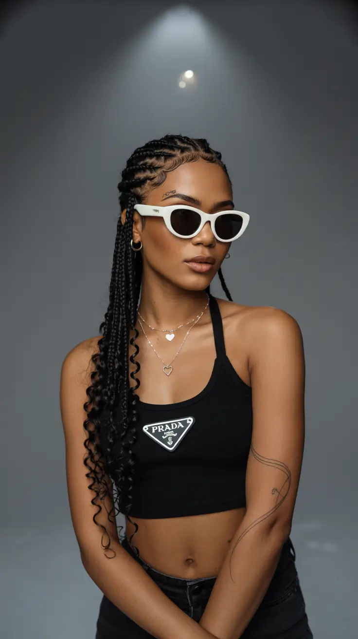 Fall hairstyle black women Edgy Side-Cascade Braids