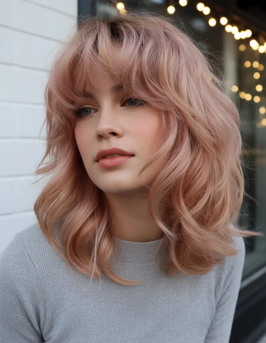 haicuts - October 2025 Peach-Toned Shag with Bangs