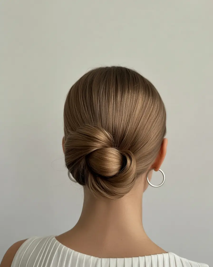 fall wedding hairstyles Minimalist Sleek Low Bun
