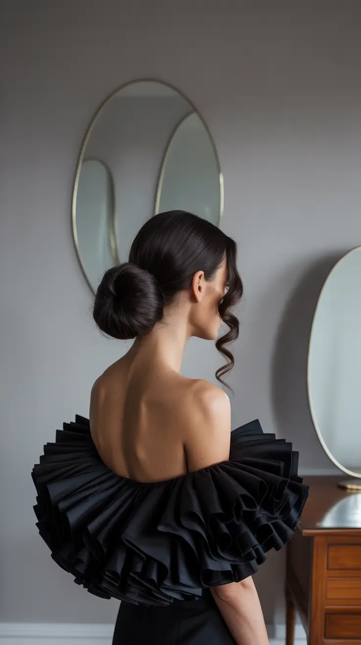 fall wedding hairstyles Modern Bun With Sculpted Elegance