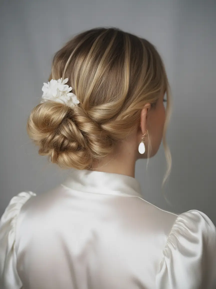 fall-wedding-hairstyles-simple-elegance-twisted-bun