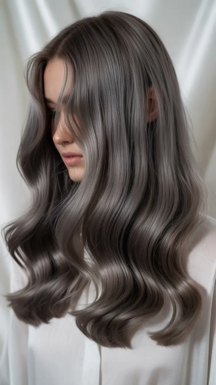 Fall Hair Colors for Cool Skin Graphite Silver Waves for Statement-Makers
