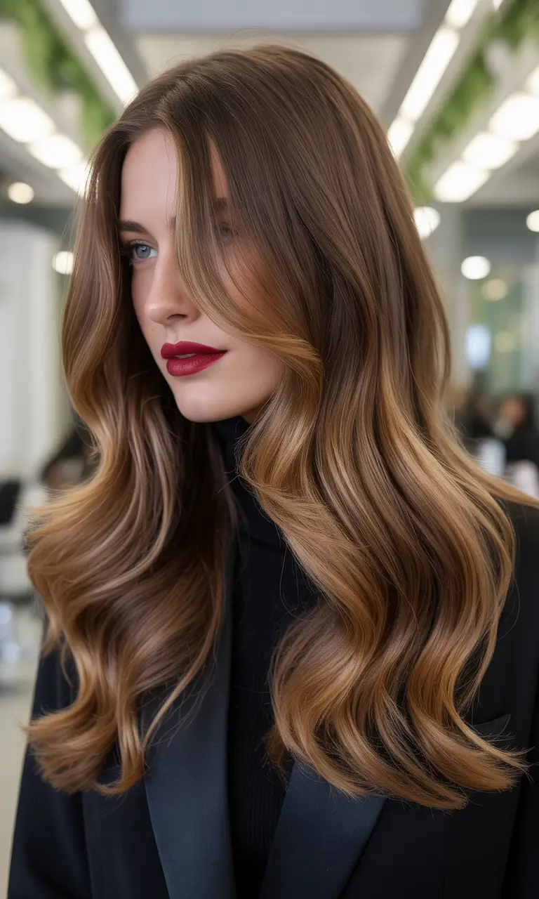 Fall Hair Colors for Cool Skin Toffee Melt Waves with Lived-In Dimension