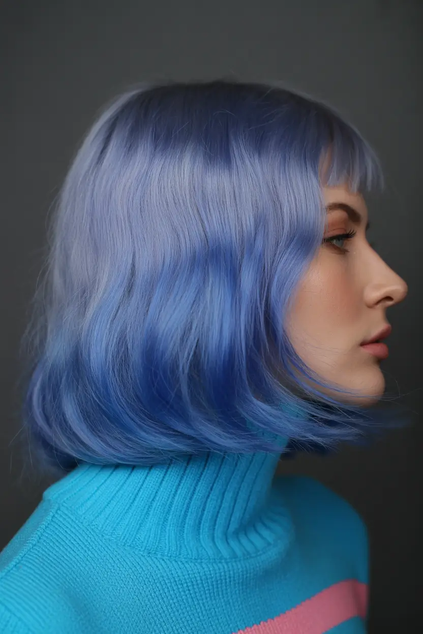 Fall Hair Colors for Cool Skin Cool Lavender Smoke with Micro Bob Edge