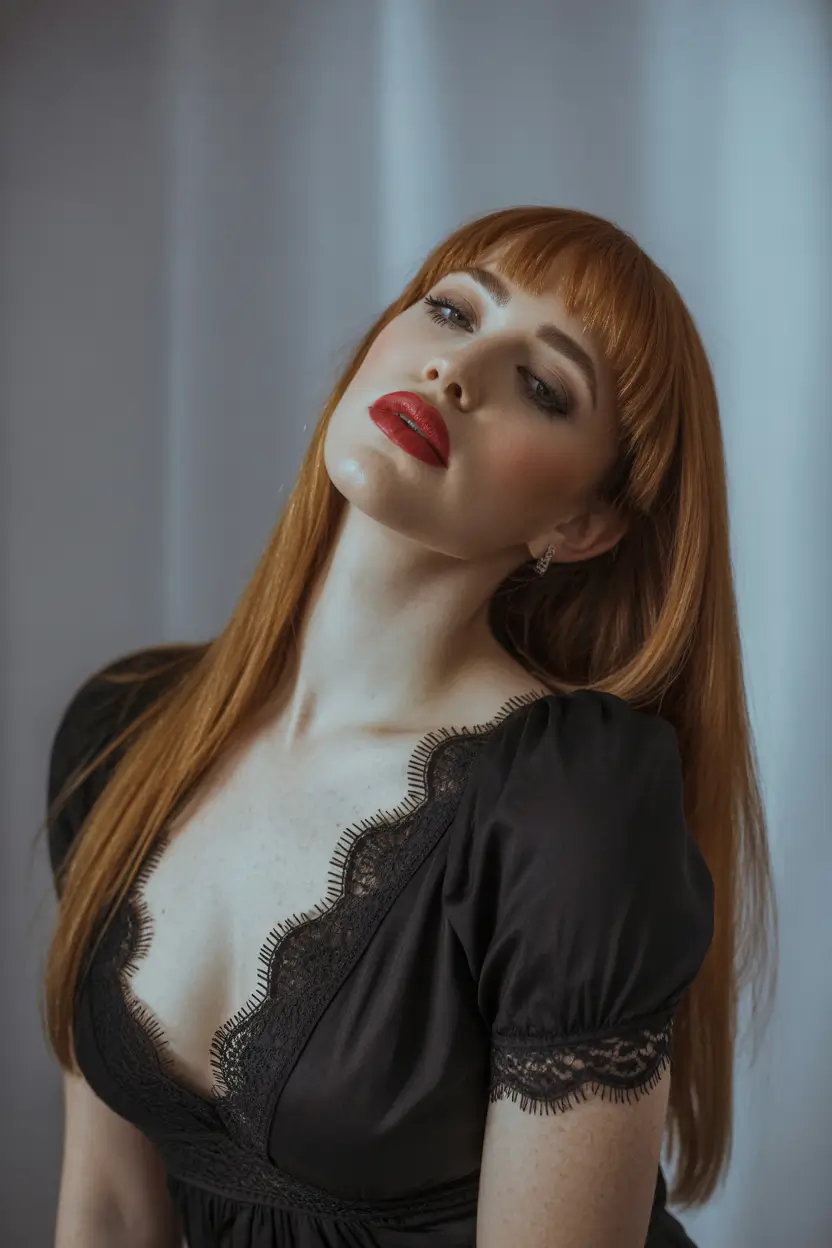 warm fall hair color 2025 Deep Strawberry Red Elegance