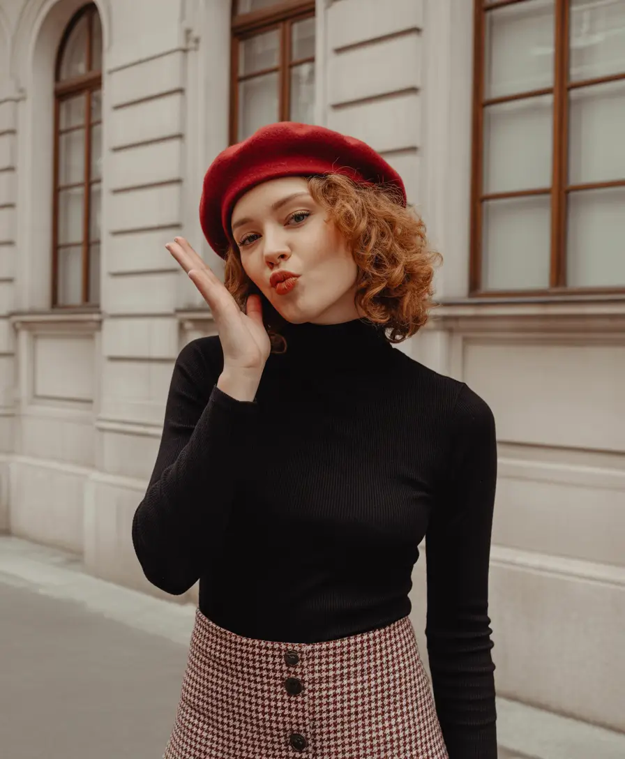 warm fall hair color 2025 Playful Copper Curls with Parisian Charm