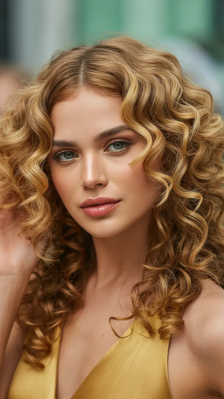 warm fall hair color 2025 Bronzed Blonde Waves with Natural Volume