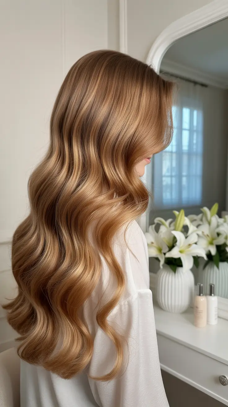 Warm fall hair color 2025 Golden Light Brown Elegance