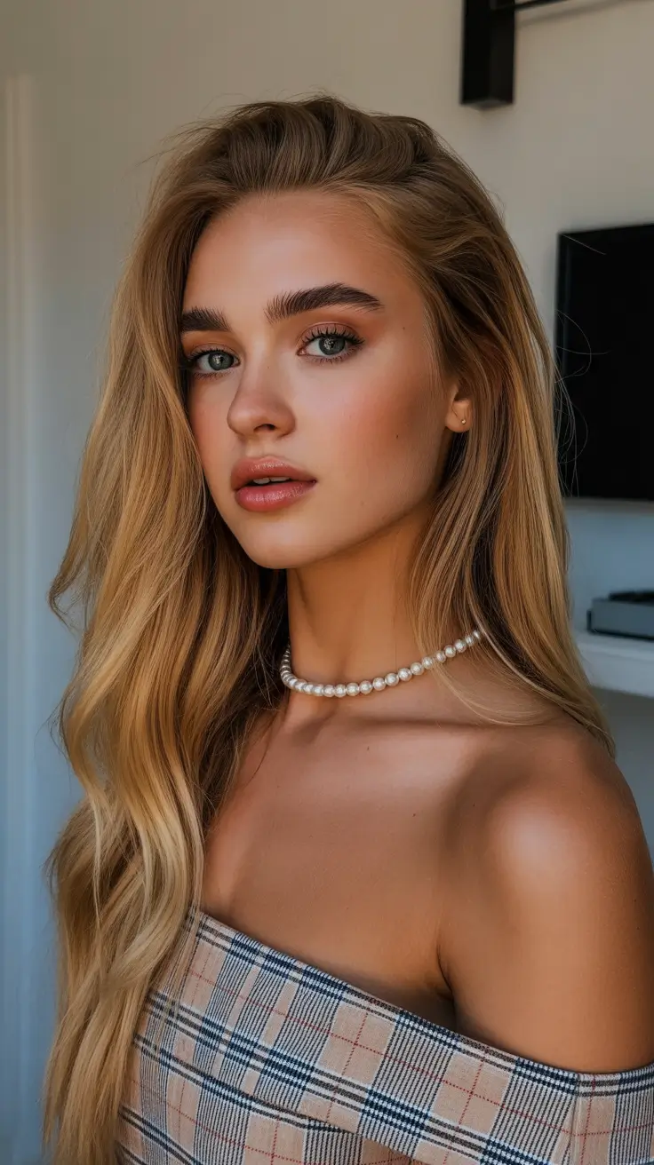 Warm fall hair color 2025 Sunlit Blonde with Natural Waves