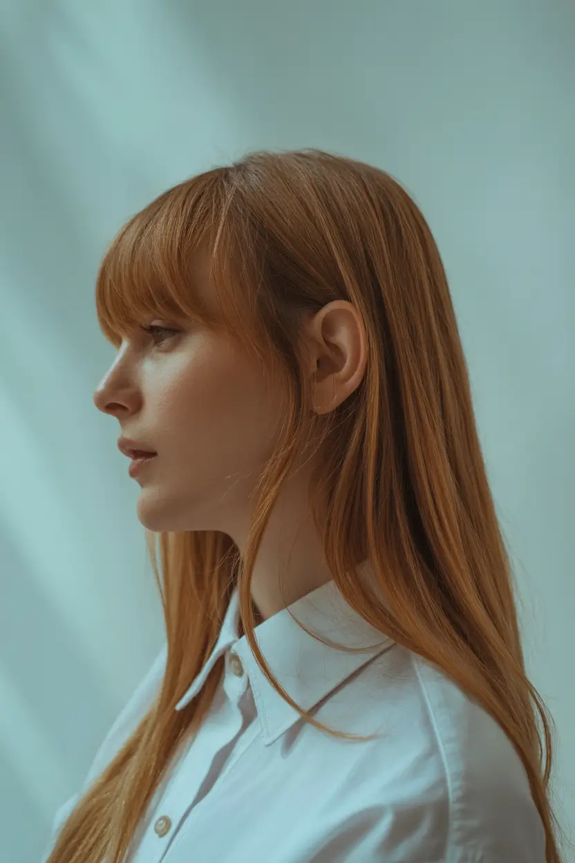 warm fall hair color 2025 Rustic Auburn with Sleek Length