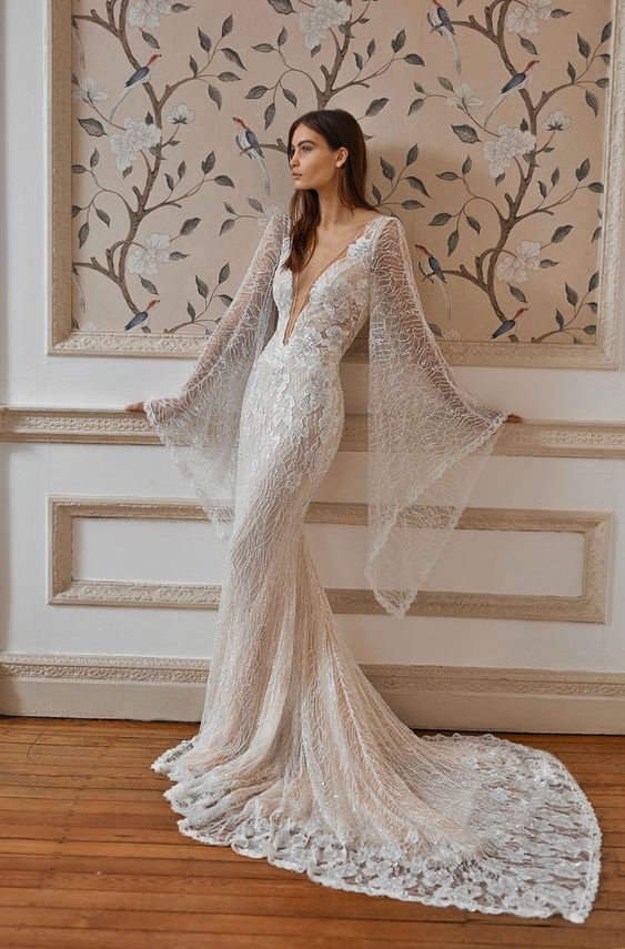 Boho Wedding Dress Ideas 2024 Romantic Lace Vintage Sleeves Unique   6b5ae8baaabf83b7eb0b36c4fde360db 