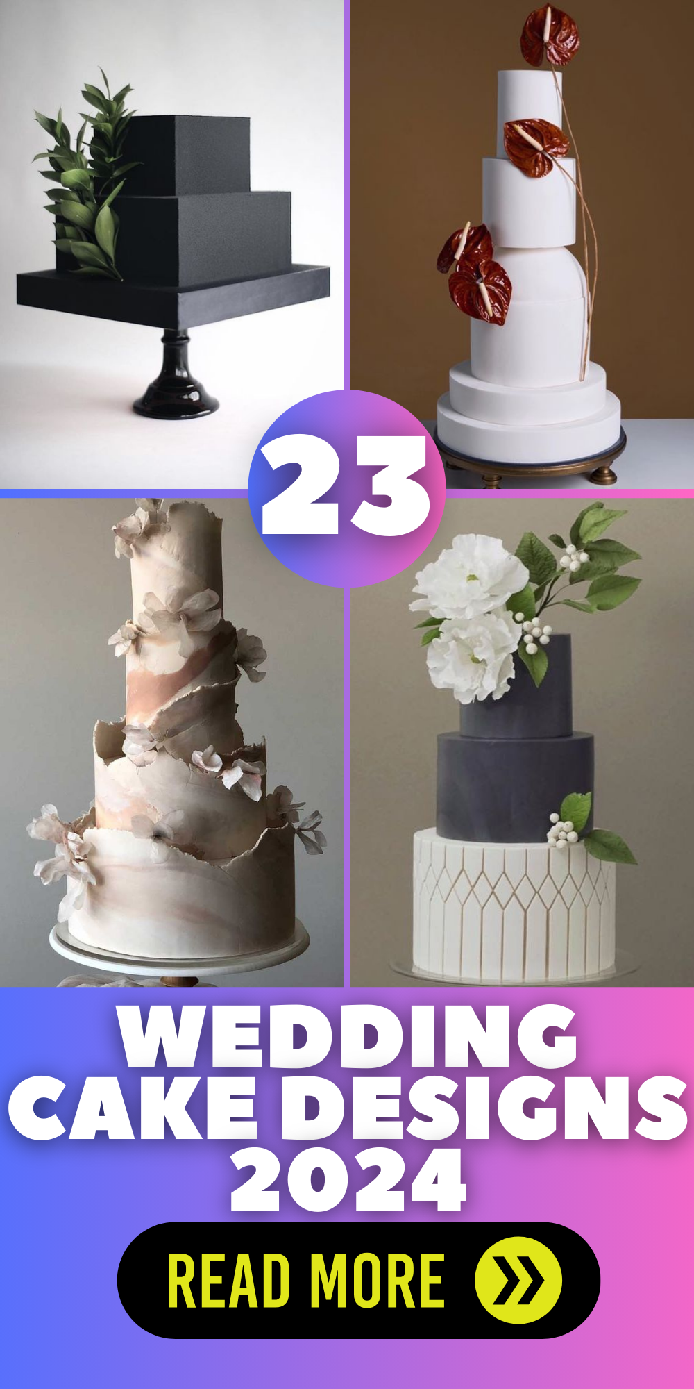 Elegant & Unique Wedding Cake Designs 2024: Modern to Vintage Styles