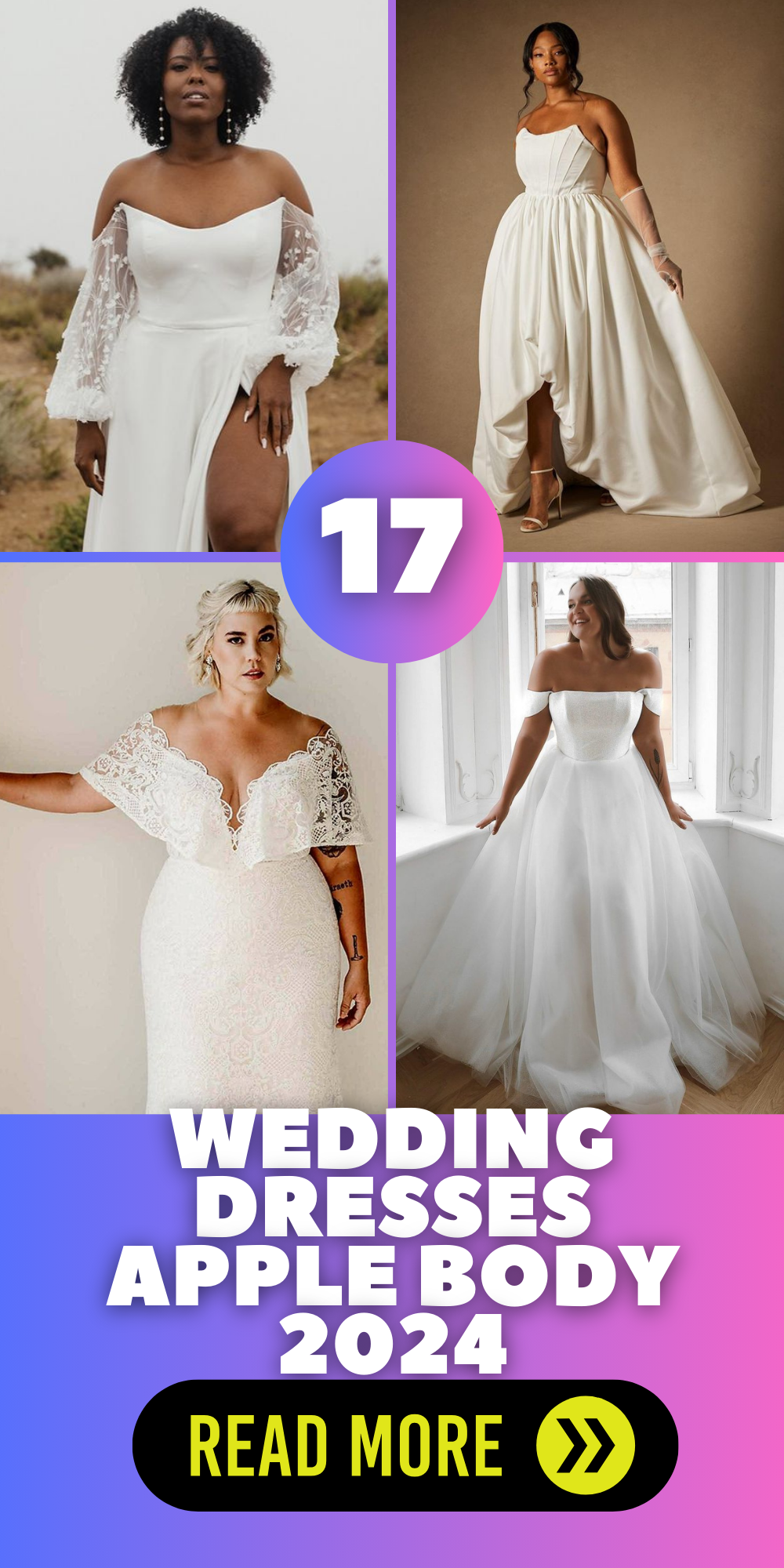 2024 Apple Body Wedding Dresses: Elegant Plus Size Styles