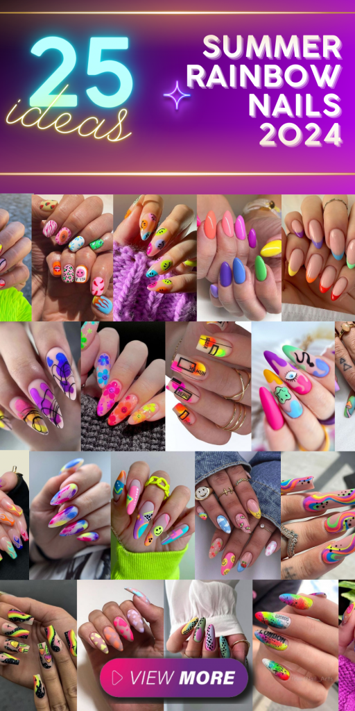 2024 Summer Rainbow Nails: Bright Designs & Neon Pastel Ideas
