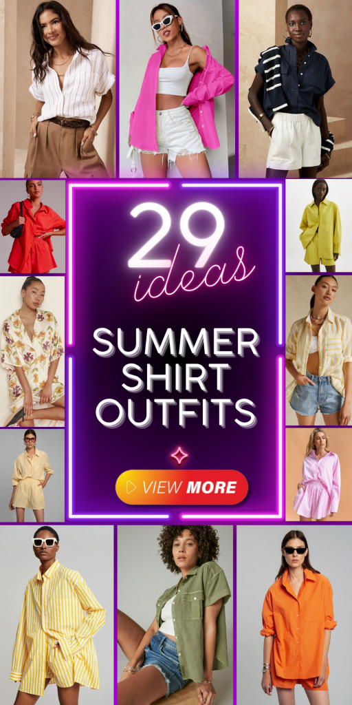 Summer Shirt Outfits: Trendy Women's Fashion in White, Black, Green & More