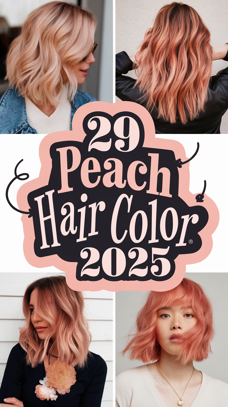 Peach Hair Color 2025 Pastel Ideas, Rose Gold, Coral Highlights, and