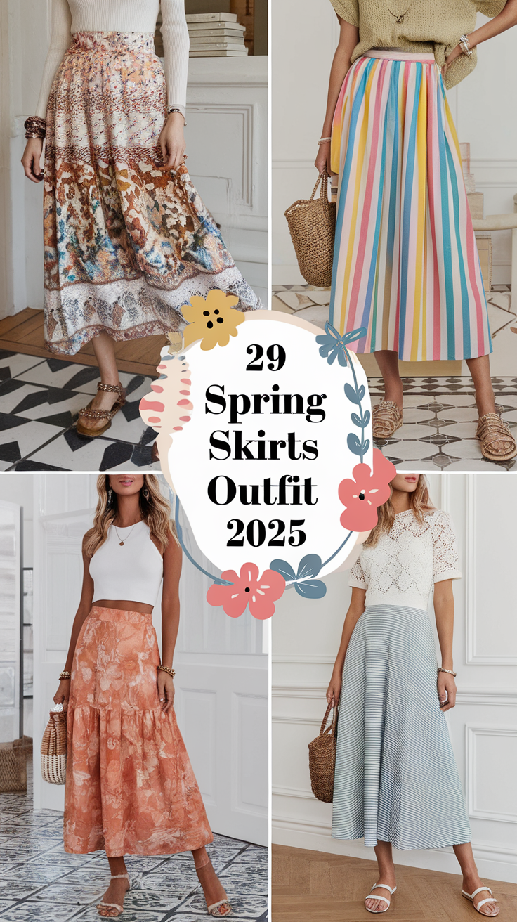 Spring Skirts Outfit 2025 Cute Casual Ideas For Women Short Long 2 53