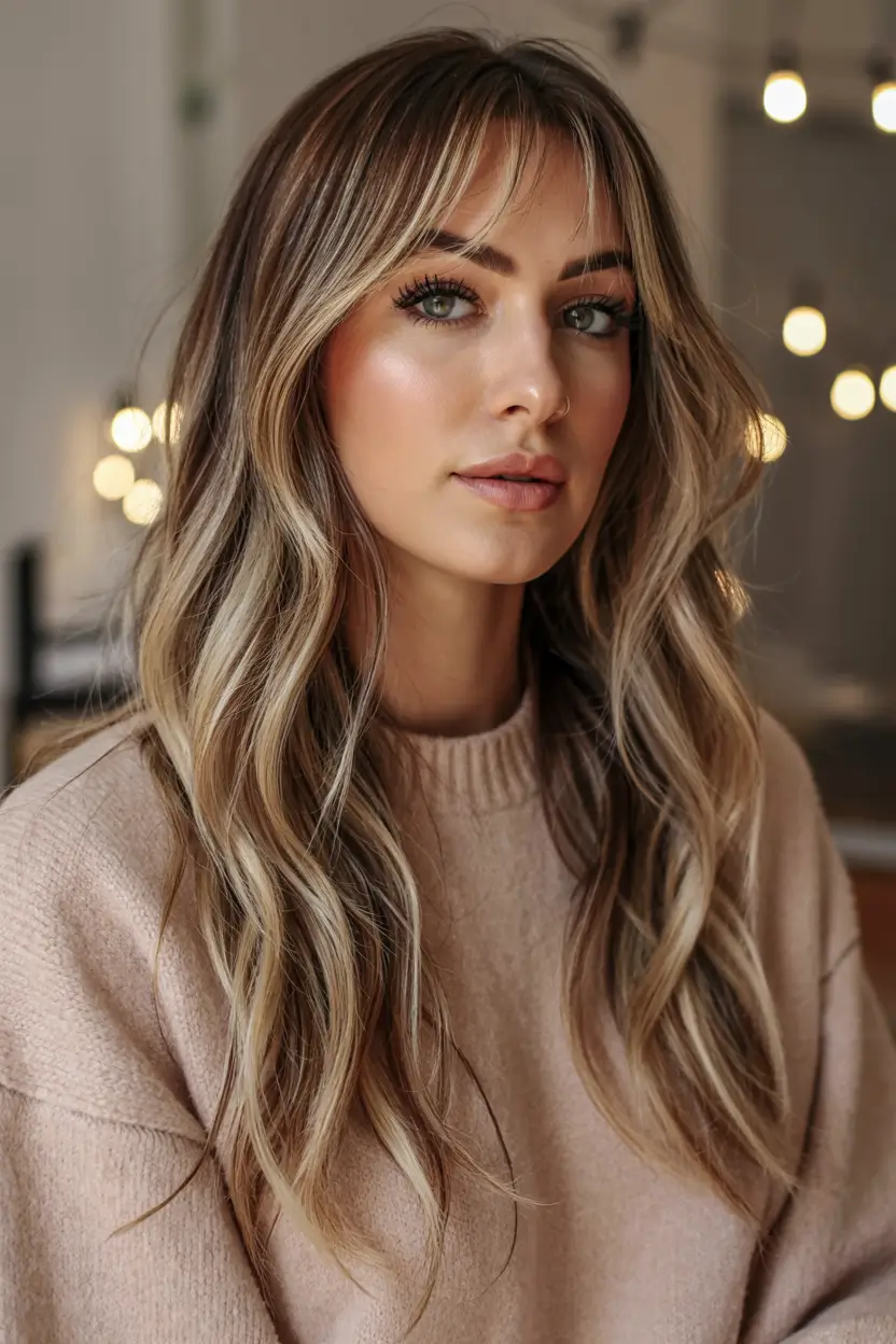 Long Haircut Inspiration for Summer 2025 - Soft Waves Soft Blonde Waves with Trendy Curtain Bangs
