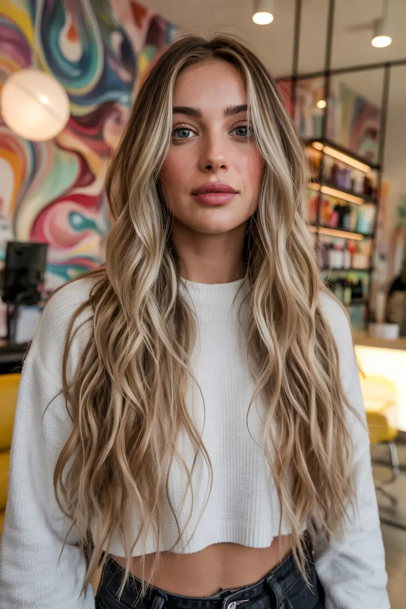 Long Haircut Inspiration for Summer 2025 - Soft Waves Ultra Long Champagne Blonde with Face-Framing Layers