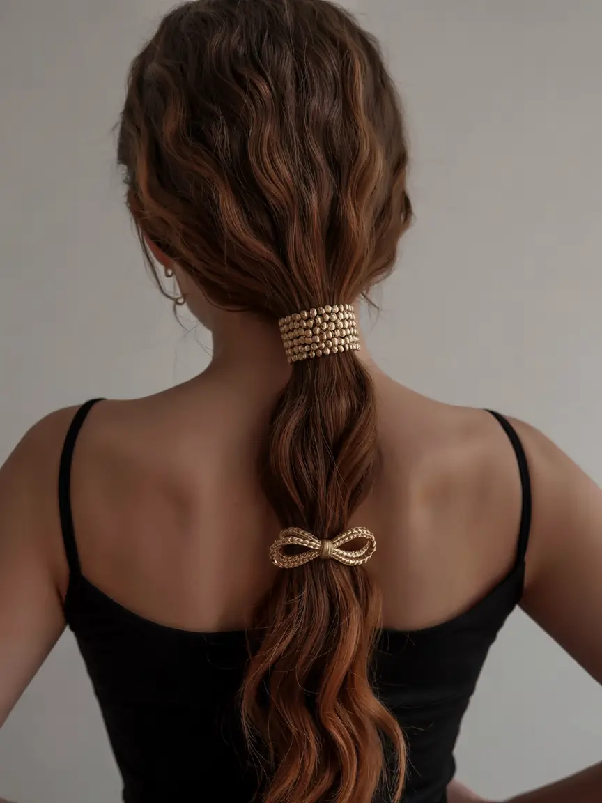 Ponytail Hairstyles - Chic Summer 2025+Modern Glam with Beaded Embellishments